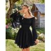 image:imageScarlet Darkness Women Corset Dress Off Shoulder Bell Sleeve Ruffled Fairy Mini DressBlack