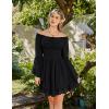 image:imageScarlet Darkness Women Corset Dress Off Shoulder Bell Sleeve Ruffled Fairy Mini DressBlack