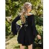 image:imageScarlet Darkness Women Corset Dress Off Shoulder Bell Sleeve Ruffled Fairy Mini DressBlack