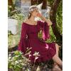 image:imageScarlet Darkness Women Corset Dress Off Shoulder Bell Sleeve Ruffled Fairy Mini DressBurgundy Red