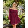 image:imageScarlet Darkness Women Corset Dress Off Shoulder Bell Sleeve Ruffled Fairy Mini DressBurgundy Red