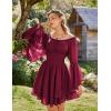image:imageScarlet Darkness Women Corset Dress Off Shoulder Bell Sleeve Ruffled Fairy Mini DressBurgundy Red