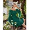 image:imageScarlet Darkness Women Corset Dress Off Shoulder Bell Sleeve Ruffled Fairy Mini DressForest Green