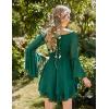 image:imageScarlet Darkness Women Corset Dress Off Shoulder Bell Sleeve Ruffled Fairy Mini DressForest Green