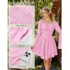 image:imageScarlet Darkness Women Corset Dress Off Shoulder Bell Sleeve Ruffled Fairy Mini DressLight Pink