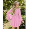 image:imageScarlet Darkness Women Corset Dress Off Shoulder Bell Sleeve Ruffled Fairy Mini DressLight Pink