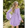 image:imageScarlet Darkness Women Corset Dress Off Shoulder Bell Sleeve Ruffled Fairy Mini DressLight Purple