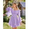 image:imageScarlet Darkness Women Corset Dress Off Shoulder Bell Sleeve Ruffled Fairy Mini DressLight Purple