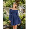 image:imageScarlet Darkness Women Corset Dress Off Shoulder Bell Sleeve Ruffled Fairy Mini DressNavy Blue