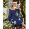 image:imageScarlet Darkness Women Corset Dress Off Shoulder Bell Sleeve Ruffled Fairy Mini DressNavy Blue