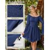 image:imageScarlet Darkness Women Corset Dress Off Shoulder Bell Sleeve Ruffled Fairy Mini DressNavy Blue
