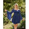 image:imageScarlet Darkness Women Corset Dress Off Shoulder Bell Sleeve Ruffled Fairy Mini DressNavy Blue