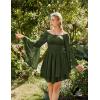 image:imageScarlet Darkness Women Corset Dress Off Shoulder Bell Sleeve Ruffled Fairy Mini DressOlive Green