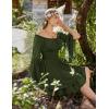 image:imageScarlet Darkness Women Corset Dress Off Shoulder Bell Sleeve Ruffled Fairy Mini DressOlive Green