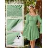 image:imageScarlet Darkness Women Corset Dress Off Shoulder Bell Sleeve Ruffled Fairy Mini DressSage Green