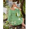 image:imageScarlet Darkness Women Corset Dress Off Shoulder Bell Sleeve Ruffled Fairy Mini DressSage Green