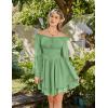 image:imageScarlet Darkness Women Corset Dress Off Shoulder Bell Sleeve Ruffled Fairy Mini DressSage Green