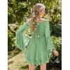image:imageScarlet Darkness Women Corset Dress Off Shoulder Bell Sleeve Ruffled Fairy Mini DressSage Green
