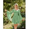 image:imageScarlet Darkness Women Corset Dress Off Shoulder Bell Sleeve Ruffled Fairy Mini DressSage Green