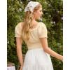 image:imageScarlet Darkness Women Corset Tops Renaissance Off the Shoulder Shirt Summer Dressy Lace Square Neck BlouseApricot