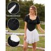 image:imageScarlet Darkness Women Corset Tops Renaissance Off the Shoulder Shirt Summer Dressy Lace Square Neck BlouseBlack