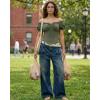 image:imageScarlet Darkness Women Corset Tops Renaissance Off the Shoulder Shirt Summer Dressy Lace Square Neck BlouseOlive Green