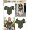 image:imageScarlet Darkness Women Corset Tops Renaissance Off the Shoulder Shirt Summer Dressy Lace Square Neck BlouseOlive Green
