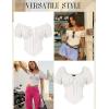 image:imageScarlet Darkness Women Corset Tops Renaissance Off the Shoulder Shirt Summer Dressy Lace Square Neck BlouseWhite