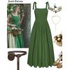 image:imageScarlet Darkness Women Renaissance Corset Dress Square Neck Cottagecore Fishbone SundressGreen