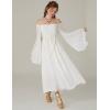 image:imageScarlet Darkness Women Renaissance Costume Bell Sleeve Off Shoulder Maxi Medieval Dress White XXL