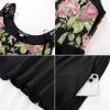 image:imageScarlet Darkness Women Renaissance Costume Floral Lace Up Bell Sleeve Peasant Medieval Fairy DressBlack
