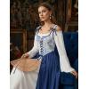 image:imageScarlet Darkness Women Renaissance Costume Floral Lace Up Bell Sleeve Peasant Medieval Fairy DressCobalt Grape