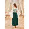 image:imageScarlet Darkness Women Renaissance Costume Floral Lace Up Bell Sleeve Peasant Medieval Fairy DressDark Green