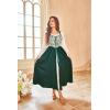 image:imageScarlet Darkness Women Renaissance Costume Floral Lace Up Bell Sleeve Peasant Medieval Fairy DressDark Green