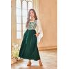 image:imageScarlet Darkness Women Renaissance Costume Floral Lace Up Bell Sleeve Peasant Medieval Fairy DressDark Green