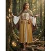 image:imageScarlet Darkness Women Renaissance Costume Floral Lace Up Bell Sleeve Peasant Medieval Fairy DressHarvest Mushroom