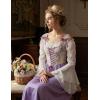 image:imageScarlet Darkness Women Renaissance Costume Floral Lace Up Bell Sleeve Peasant Medieval Fairy DressLavender Iris