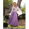 image:imageScarlet Darkness Women Renaissance Costume Floral Lace Up Bell Sleeve Peasant Medieval Fairy DressLavender Iris