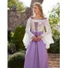 image:imageScarlet Darkness Women Renaissance Costume Floral Lace Up Bell Sleeve Peasant Medieval Fairy DressLavender Iris