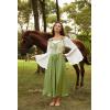 image:imageScarlet Darkness Women Renaissance Costume Floral Lace Up Bell Sleeve Peasant Medieval Fairy DressParrot Green