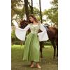 image:imageScarlet Darkness Women Renaissance Costume Floral Lace Up Bell Sleeve Peasant Medieval Fairy DressParrot Green
