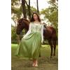image:imageScarlet Darkness Women Renaissance Costume Floral Lace Up Bell Sleeve Peasant Medieval Fairy DressParrot Green