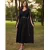 image:imageScarlet Darkness Women Renaissance Dress Split Bell Sleeve Cowl Neck Peasant Medieval DressBlack