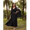 image:imageScarlet Darkness Women Renaissance Dress Split Bell Sleeve Cowl Neck Peasant Medieval DressBlack