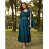image:imageScarlet Darkness Women Renaissance Dress Split Bell Sleeve Cowl Neck Peasant Medieval DressBlue Green