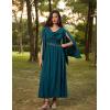image:imageScarlet Darkness Women Renaissance Dress Split Bell Sleeve Cowl Neck Peasant Medieval DressBlue Green
