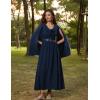 image:imageScarlet Darkness Women Renaissance Dress Split Bell Sleeve Cowl Neck Peasant Medieval DressDark Blue