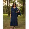 image:imageScarlet Darkness Women Renaissance Dress Split Bell Sleeve Cowl Neck Peasant Medieval DressDark Blue