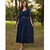 image:imageScarlet Darkness Women Renaissance Dress Split Bell Sleeve Cowl Neck Peasant Medieval DressDark Blue