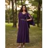 image:imageScarlet Darkness Women Renaissance Dress Split Bell Sleeve Cowl Neck Peasant Medieval DressDark Purple